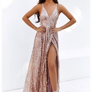 Rose gold glitter and sequins embellished